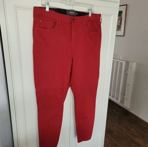 Ladies Cranberry Red Skinny Jeans
